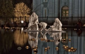 Nativity in reflecting pool